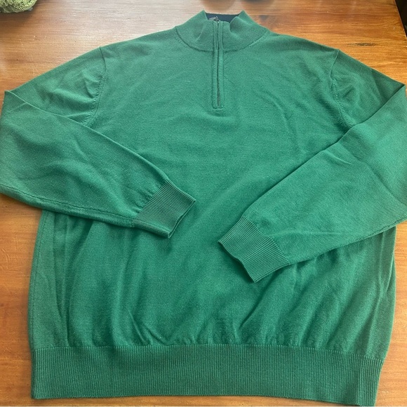 Belford Men 100% Extrafine Merino Wool. Size L Green Quarter zip St Patrick’s - Picture 2 of 10
